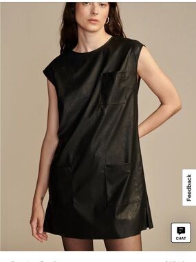 Lucky Brand Black Faux Leather Shift Dress